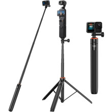 53.5"/136cm Selfie Stick Tripod for DJI Osmo Pocket 3, GoPro Hero 14/13/12/11/10/9/Max, DJI Osmo Action 5 Pro/4/3, AKASO EK7000, Action Camera 2-in-1