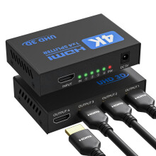 4K HDMI Splitter 1 in 4 Out with EDID HDCP HDR 3D, 4 Way Distribution for PC, Laptop, HDTV, Projector, 4-Port Splitter Copy 1 Source to 4 Displays at