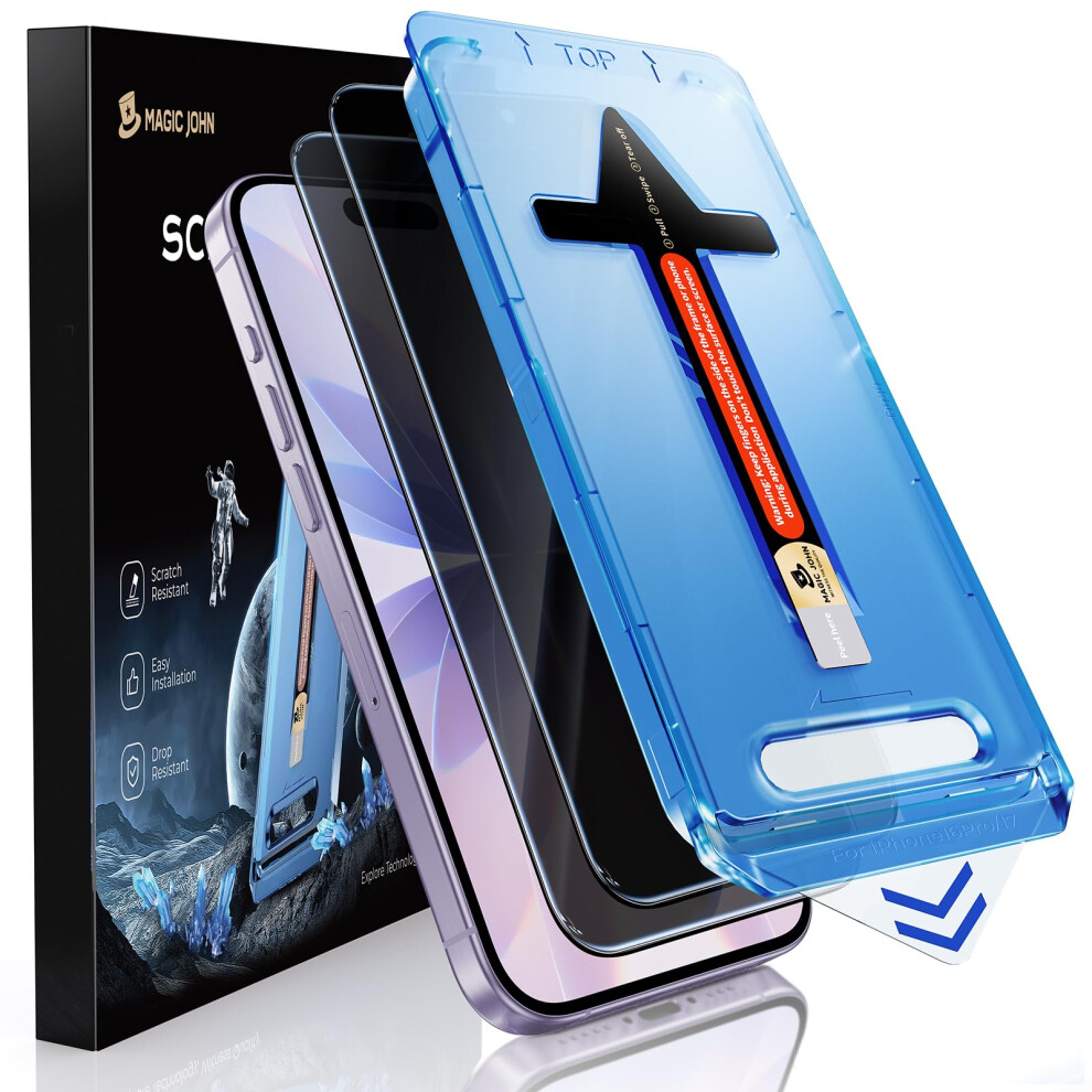 Magic John 2 Pack For Iphone 17 Privacy Screen Protector 6.3 Inch, Anti Spy Tempered Glass Film, Auto Dust-Elimination Installation, Bubble Free, Case 5051222434734