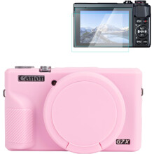 Rieibi Silicone Case for Canon G7X Mark III Case, G7X Mark III Accessories with 2 Pcs Screen Protective Film,Detachable Lens Cover for Canon G7X Mark