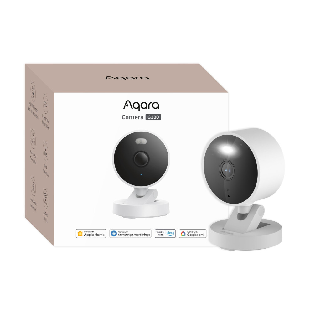 Aqara G100, 2K Indoor/Outdoor Security Camera, Homekit Secure Video, 2-Way Audio, Spotlight Color/Ir Night Vision, Ai Detection, 140? Fov, Wi-Fi 6, 5051222427811
