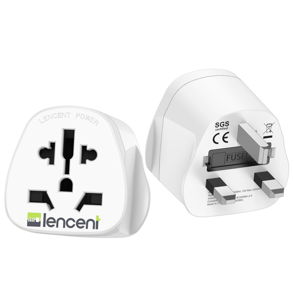 Lencent 2Pcs World To Uk Travel Adapter, Universal Input Socket Accepts Usa/Europe/China/Australia Plugs, Universal Adapter To Type G Uk Plug Adaptor 5051221797519