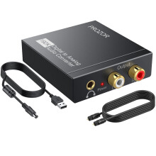 PROZOR DAC Converter 192kHz Digital to Analog Converter 2.0CH Digital Optical Toslink Coaxial to RCA L/R 3.5mm Analog Stereo Audio Adapter with 1 m/3