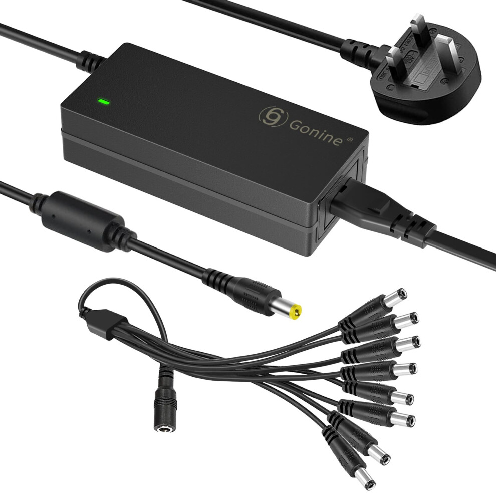 12V 5A 60W Security Camera Power Adapter 100V-240V Ac To Dc With 8-Way Power Splitter Cable Power Supply For Cctv Security Camera Dvr, Led Strip 5051222436431