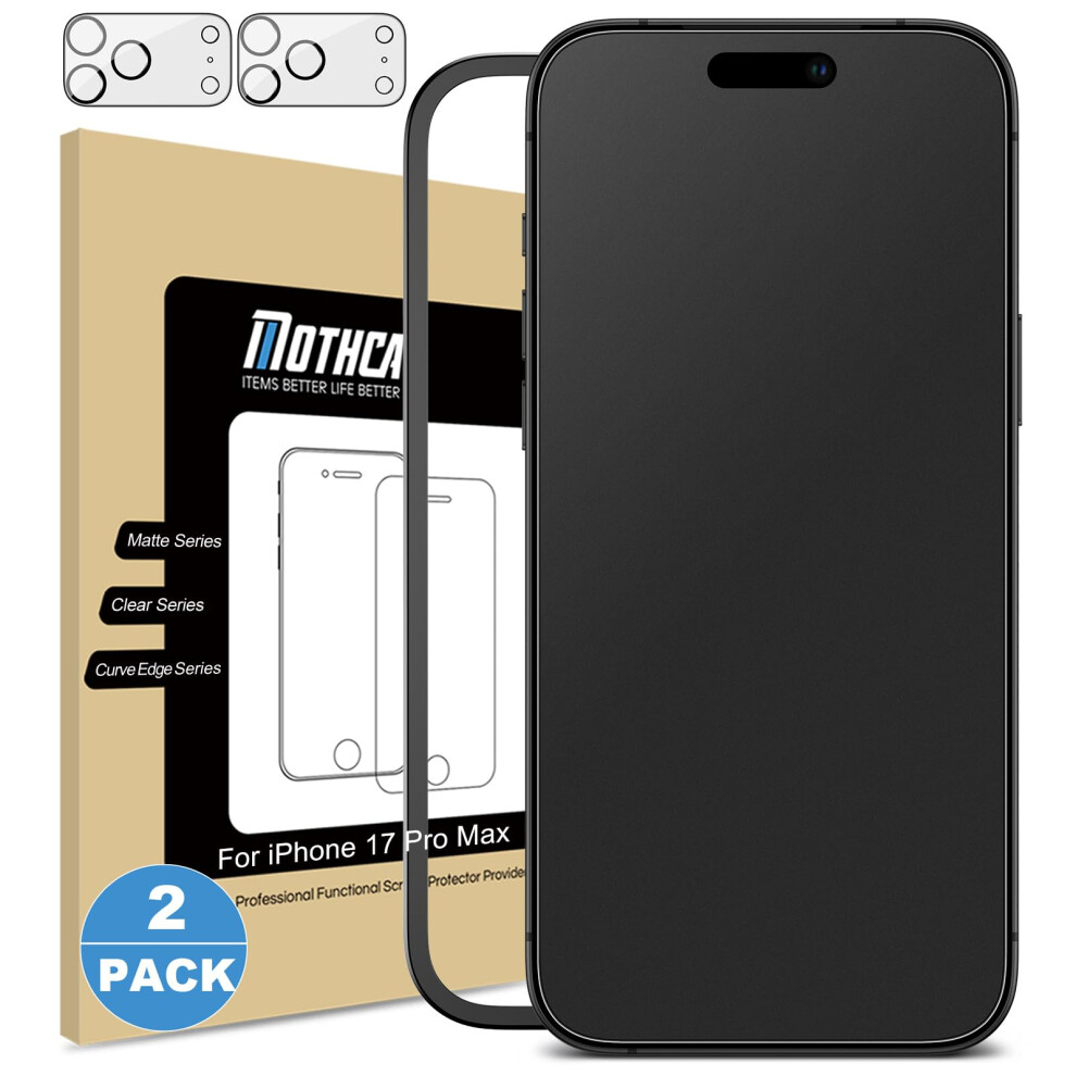Mothca Matte Screen Protector For Iphone 17 Pro Max, 9H Tempered Glass Matte Anti-Glare & Anti-Fingerprint, Bubble-Free Installation + Camera Lens 5051221794389