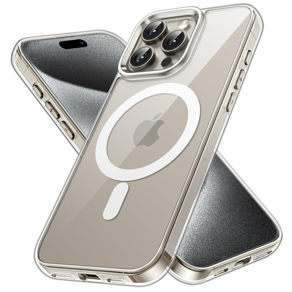 Jetech Magnetic Case For Iphone 15 Pro 6.1-Inch Compatible With Magsafe Wireless Charging, Shockproof Phone Bumper Cover, Anti-Scratch Clear Back 5051221796321