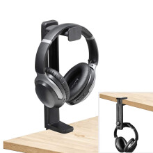 NEETTO HS906 Headphone Stand & Hanger 2 in 1, Above & Under Desk Gaming Headset Holder Mount Hook with Height Adjustable & Rotating Clamp, Earphone