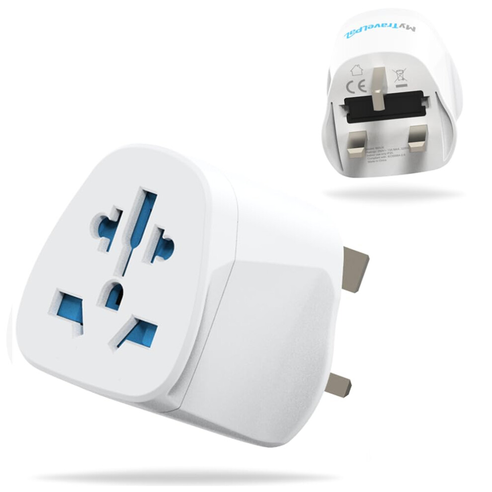 Mytravelpal World To Uk Travel Adapter (2 Pack) | Uk Safety Standards | 2 X Universal Travel Adaptor With 10A Fuse | Accepts Us, Europe, Australia, 5051222434925