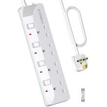 PIBEEX Extension Lead 4 Way Multi Plug Extension Sockets with Individual Switches Wall-Mounted Power Strip 1.5M Extension Cord 13A Fused UK Plug 3250W