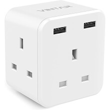 VINTAR Plug Adaptor with 2 USB, 3 Way Plugs Extension Multiplug Socket UK Double Plug Adapter, 13A UK 3 Pin Power Socket for Bedroom, Office, Kitchen,