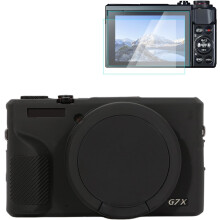 Rieibi Silicone Case for Canon G7X Mark III Case, G7X Mark III Accessories with 2 Pcs Screen Protective Film,Detachable Lens Cover for Canon G7X Mark