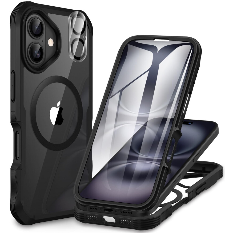 Cenhufo Compatible With Iphone 16 Case Fits For Magsafe, Built-In Glass Screen Protector With Camera Lens Protector, 360 Full Body Shockproof 5051221800431