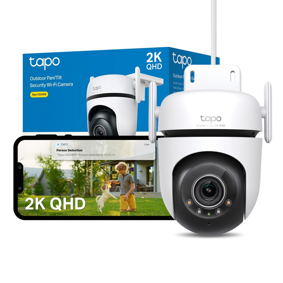Tapo C520ws Pan/Tilt Outdoor Security Camera, 2K 4Mp Wifi Outdoor Camera, 360? Vision Motion Tracking, No Monthly Fee, Ai Detection, Starlight Colour 5051221798691
