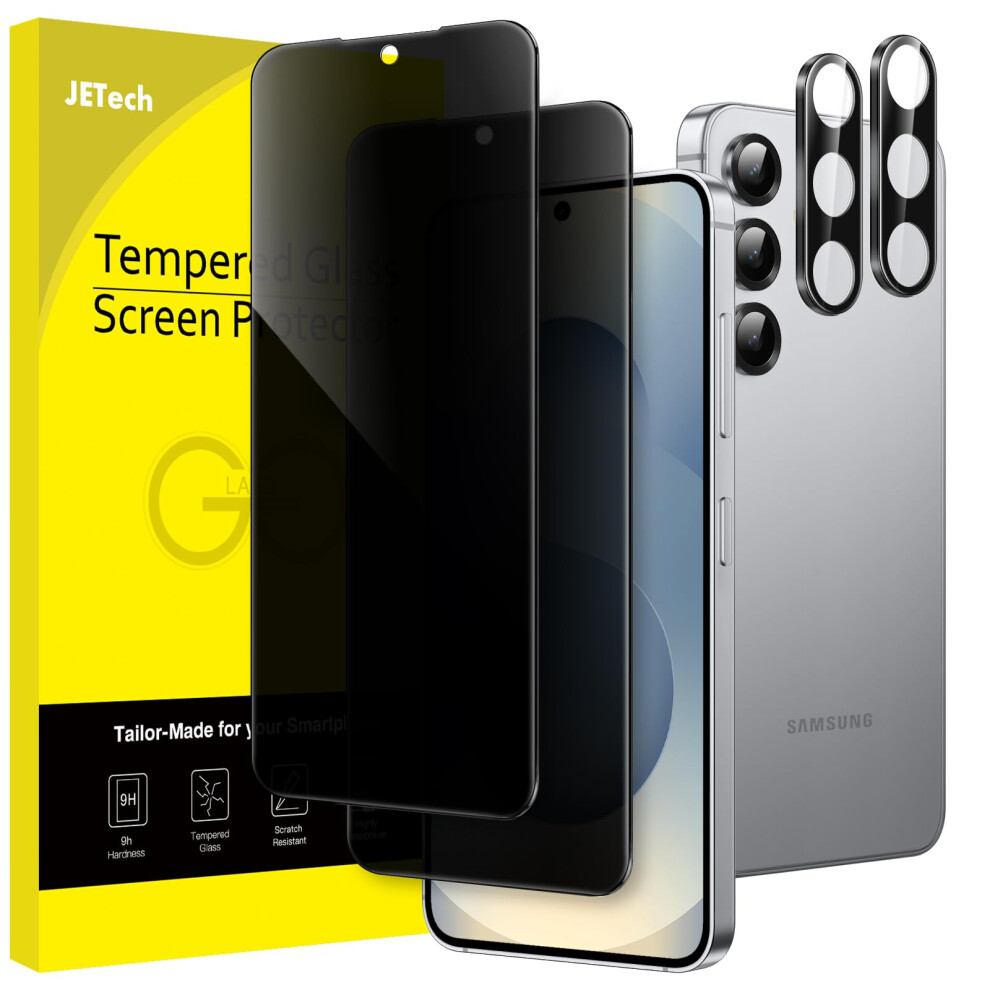 Jetech Privacy Screen Protector For Samsung Galaxy S25 5G With Camera Lens Protector, Anti-Spy Tempered Glass Film, Fingerprint Id Compatible, 2-Pack 5051221797199