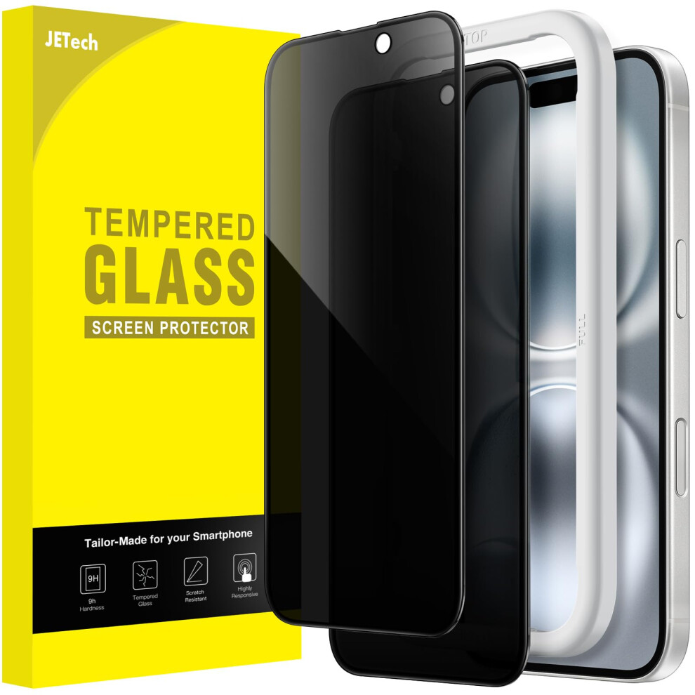 Jetech Privacy Full Coverage Screen Protector For Iphone 16 6.1-Inch, Edge Anti-Spy Tempered Glass Film With Easy Installation Tool, Black 5051221800073