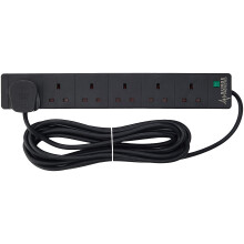 PRO ELEC PELB1755 6 Gang Extension Lead with Surge Protection Black, 5m