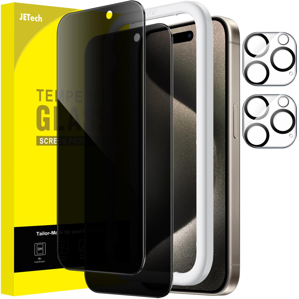 Jetech Privacy Screen Protector For Iphone 15 Pro Max 6.7-Inch With Camera Lens Protector, Anti-Spy Tempered Glass Film, Easy Installation Tool, 5051221796581
