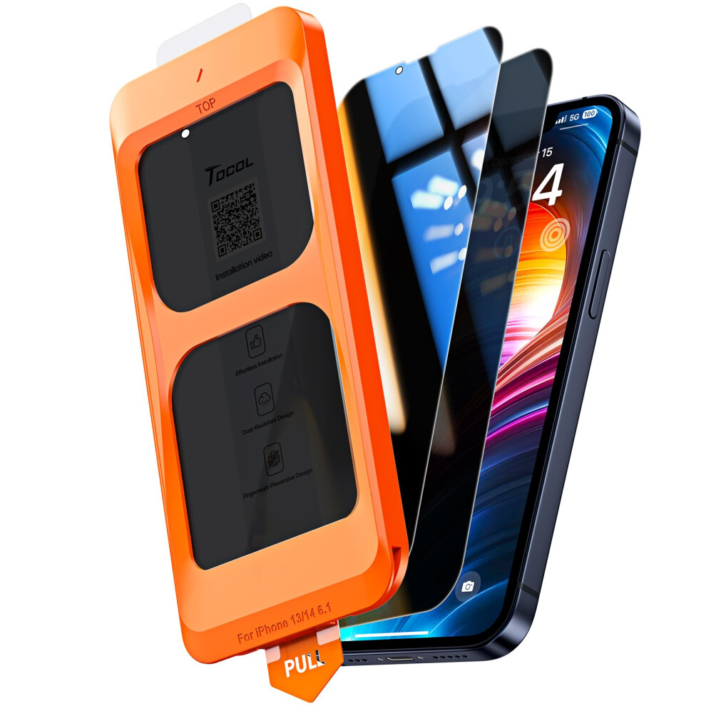 Tocol 2 Pack For Iphone 13 Privacy Screen Protector 6.1-Inch, True 25?Anti Spy, Instant Installation, Tempered Glass, Case Friendly, Hd Coverage 5051221796949