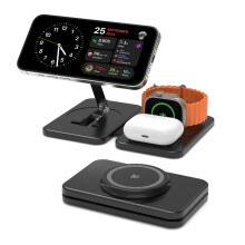 GEEKERA Charger for MagSafe, 3 in 1 Wireless Charging Station for iPhone Air/17/16/15/14/13/12/Pro Max, Magnetic Charger Stand for Apple Watch