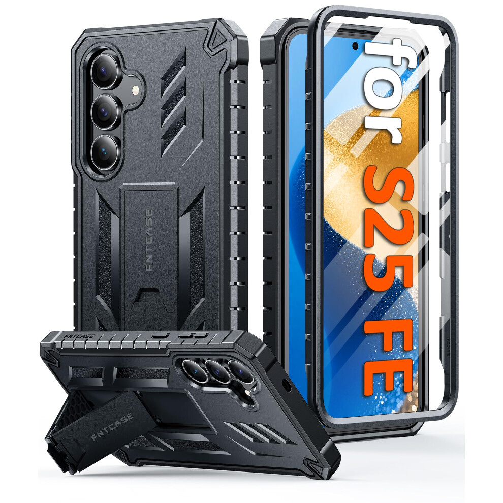 Fntcase For Samsung Galaxy S25-Fe Case: Military Grade Drop Proof Protection Mobile Cover With Kickstand | Matte Textured Rugged Shockproof Tpu | 5051222432747