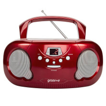 Groov-e Original Boombox - Portable CD Player with Bluetooth, Radio, 3.5mm Aux Port, & Headphone Socket - LED Display, 2 x 1.2W Speakers - Battery or