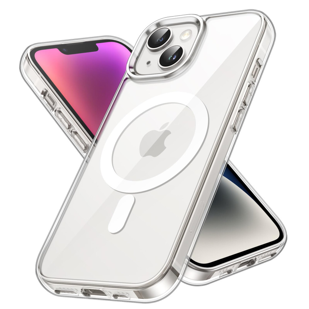 Jetech Magnetic Case For Iphone 14 6.1-Inch Compatible With Magsafe Wireless Charging, Shockproof Phone Bumper Cover, Anti-Scratch Clear Back (Clear) 5051221804903
