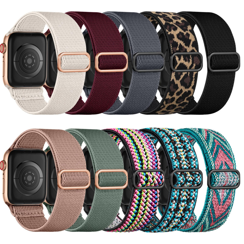 Photos - Watch Strap Maledan 10 Pack Elastic Nylon Strap Compatible with Apple  44mm 45mm 46mm 49mm 42mm Women Men - Stretchy Nylon S