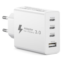 EU Travel Adapter Charger, 50W European Plug Adapter Fast Charging with 3 USB C+1 USB A, European Wall Adaptor EU Plug Fast Charger Compatible with