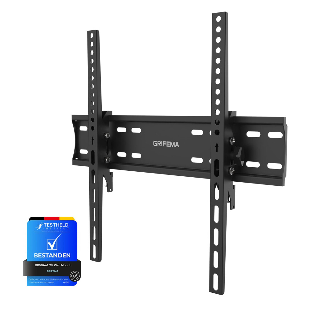 Grifema Gb1004-2 Tv Wall Bracket For 26-65 Inch, Up To 50Kg, Tilt Tv Wall Mount With Spirit Level, Max Vesa 400X400mm, Flat And Slim 5051221802008