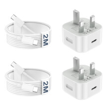 USB C Charger for iPhone 17 16 15 Charger 20W Fast Charger USB C Plug and Cables 2M, 2 Pack Type C Wall Phone Lead USBC UK Power Adapter for iPhone