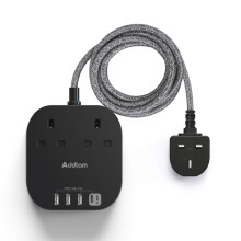 Extension Lead with USB Slots, Power Strips with 2 Way Outlets 4 USB(4.5A, 1 Type C and 3 USB A Ports) Surge Protection Plug Socket with 1.8 Meter