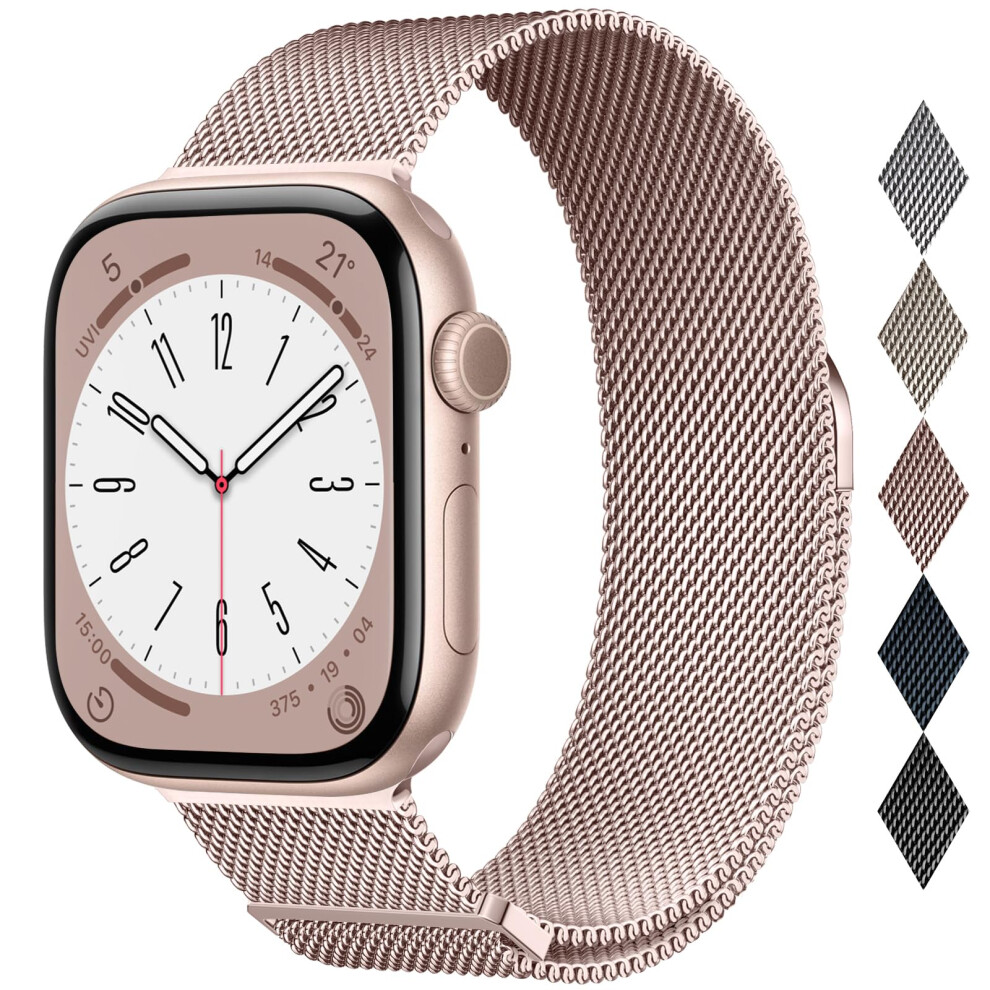 Milanese Loop Compatible With Apple Watch Straps 38Mm 40Mm 41Mm 42Mm 44Mm 45Mm 46Mm 49Mm Women & Men, Magnetic Clasp Adjustable Metal Bands For Iwatch 5051222430415