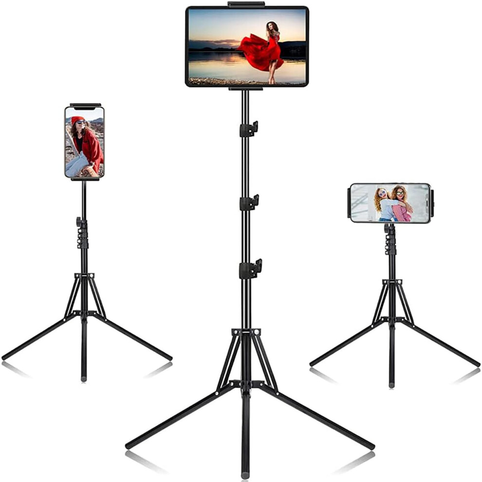 Samhousing Ipad Tripod Stand, 65 Inch Height Adjustable Ipad Stand Holder & Ipad Floor Stand 360? Rotating Ipad Tripod Mount Ipad Pro, Iphone, Kindle,