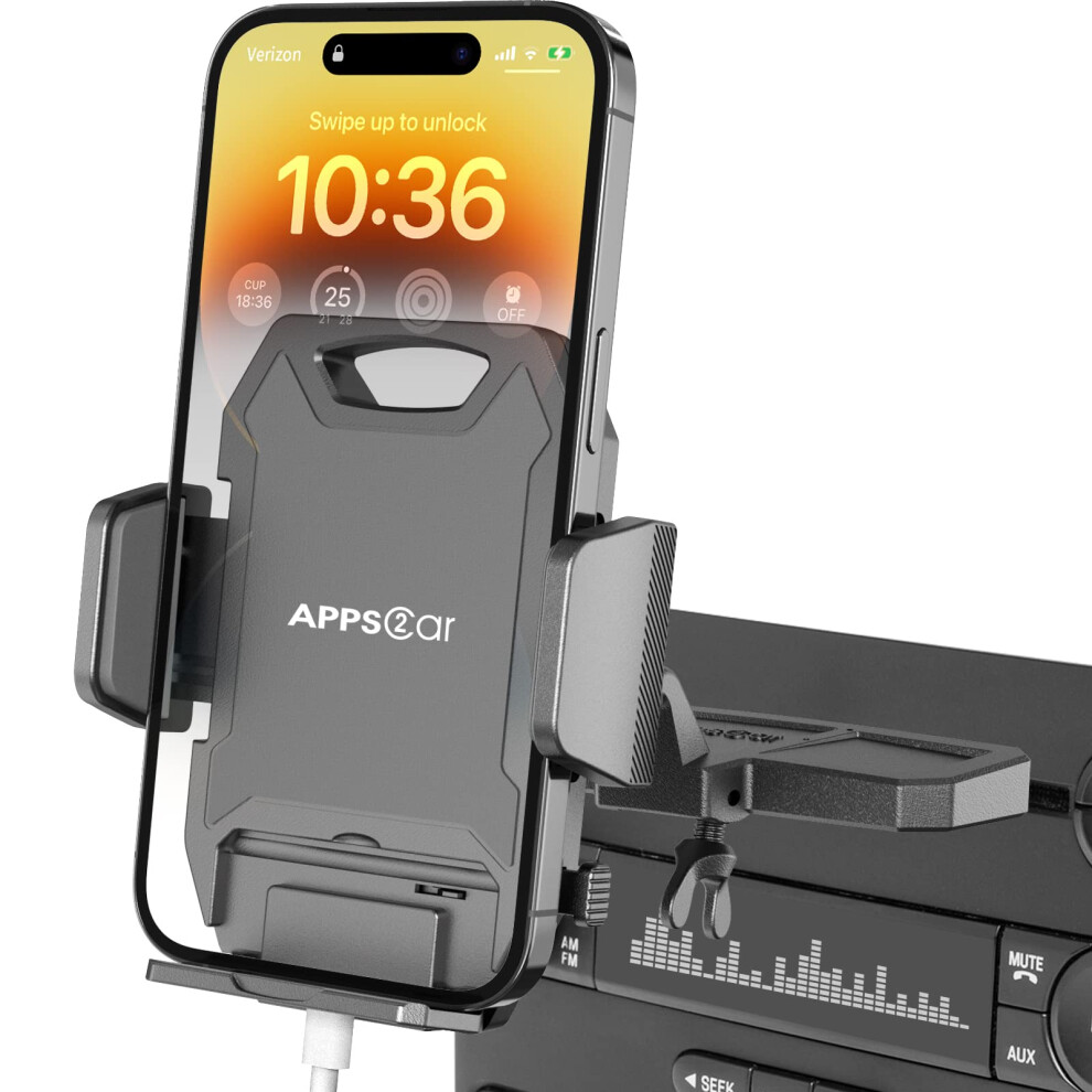 Apps2car Car Phone Holder?Cd Slot Phone Holder,360? Rotation Car Phone Mount,Cd Holder Compatible 4.0''-7.0'' Smartphones
