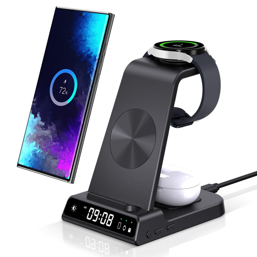 Wireless Charger For Samsung, 3 In 1 Wireless Charging Station For Galaxy S25 Ultra/S24/S23/Z Flip 7/Fold 6, Stand For Samsung Galaxy Watch 8/8 5051221804514