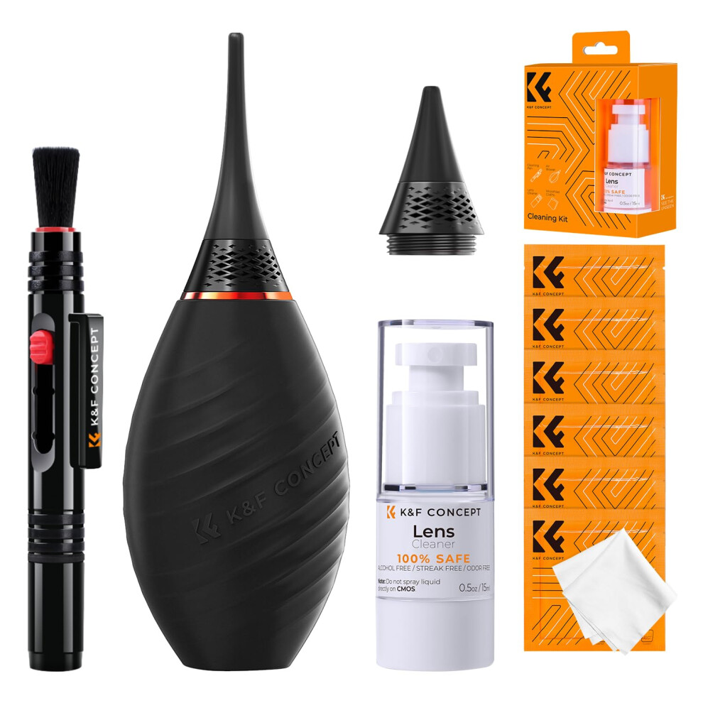 K&F Concept 10-In-1 Camera Cleaning Kit With Lens Pen, Rocket Air Blower-Extension & Short Nozzle, Microfiber Cleaning Cloth, Cleaning Liquid For Dslr 5051222440346