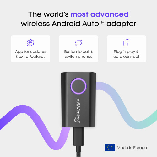 AAWireless TWO - Android Auto Wireless Adapter - Convert Factory Wired Android Auto to Wireless -Multifunctional Button - Easy Plug and Play Setup - 2