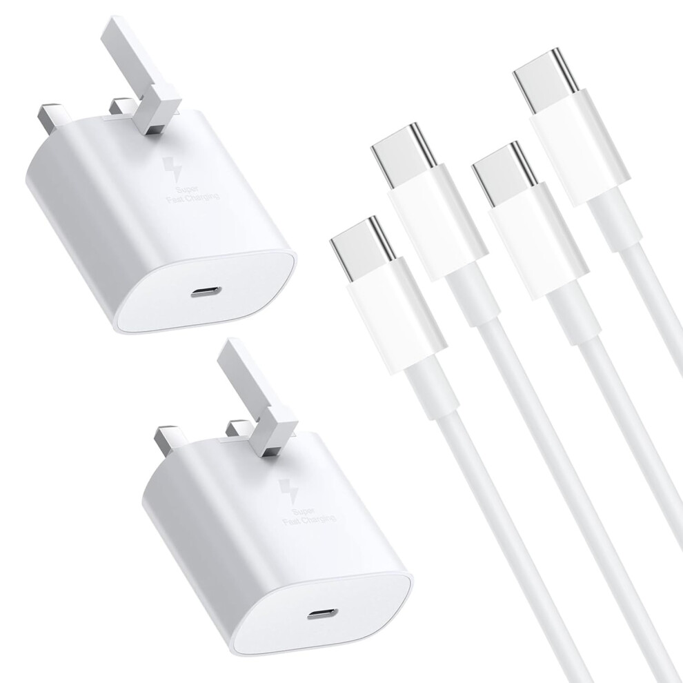 Loveai 2 Pack 25W Samsung Phone Fast Charger Usb C Plug And Cable 1M For Samsung Galaxy Android Charging S24/S23 Ultra/S22/S21/S20