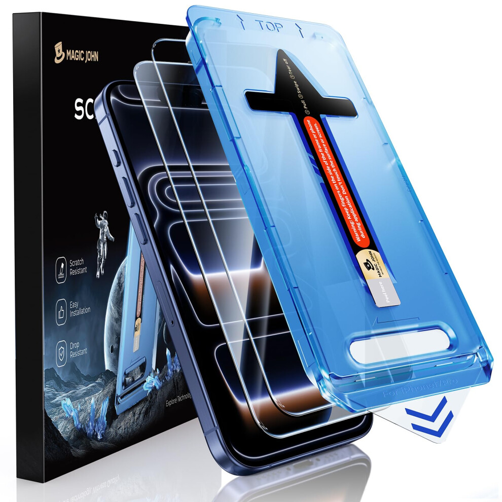 Magic John 2 Pack For Iphone 17 Pro Tempered Glass Screen Protector 6.3 Inch, Auto Dust-Elimination Installation, Bubble Free, Dynamic Island 5051222438299