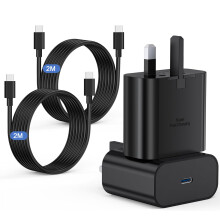Samsung Fast Charger 2Pack, Samsung USB C Charging Plug UK and 2M Cable USBC to Type C Long Lead for Galaxy S25 S24 S23 S22 S21 S20 A32 A33 A34 A35