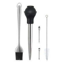 KAYCROWN Stainless Steel Turkey Baster with BBQ/Grill Basting Brush, Commerical Grade Quality Silicone Bulb Including 2 Flavor Needles and Cleaning