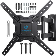 PERLESMITH TV Wall bracket for most 26-60 inch Plasma & Curved TV up to 35kg, Universal TV Bracket Wall Mount with Tilt Swivel Extension, Max VESA