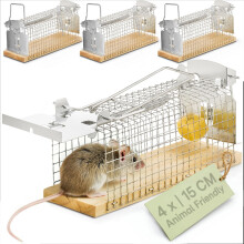 Praknu Humane Mouse Traps for Indoors & Outdoors - 4 Pack - Humane & Reusable - Made from Sustainable FSC? Wood - Ready to Use