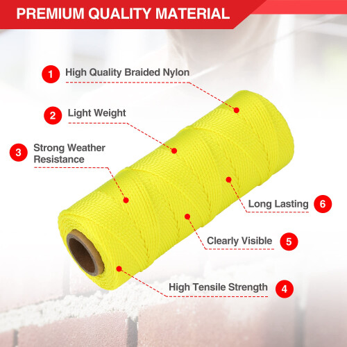 Goldblatt String Line, 500 Feet #18 Braided Nylon String Line, Brick Line for Gardening or Masonry Tools, Perfect Construction String for A String 1