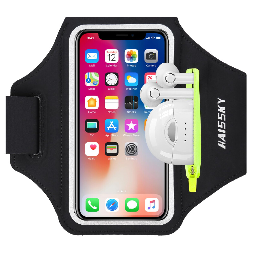 Haissky Running Armband With Earbuds Bag Running Phone Holder For Iphone 17 Pro Max/16 Pro/15 Pro Max/14/13 Pro/12/11 Plus Sports Arm Phone Holder 5051221807577