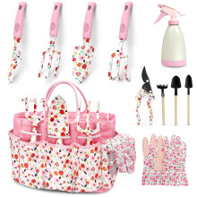 MQFORU Gardening Tools, 11 Piece Heavy Duty Garden Tools Set, New Full Set of Printed Garden Tools with Stylish Garden Tool Bag, Gardening Gifts for