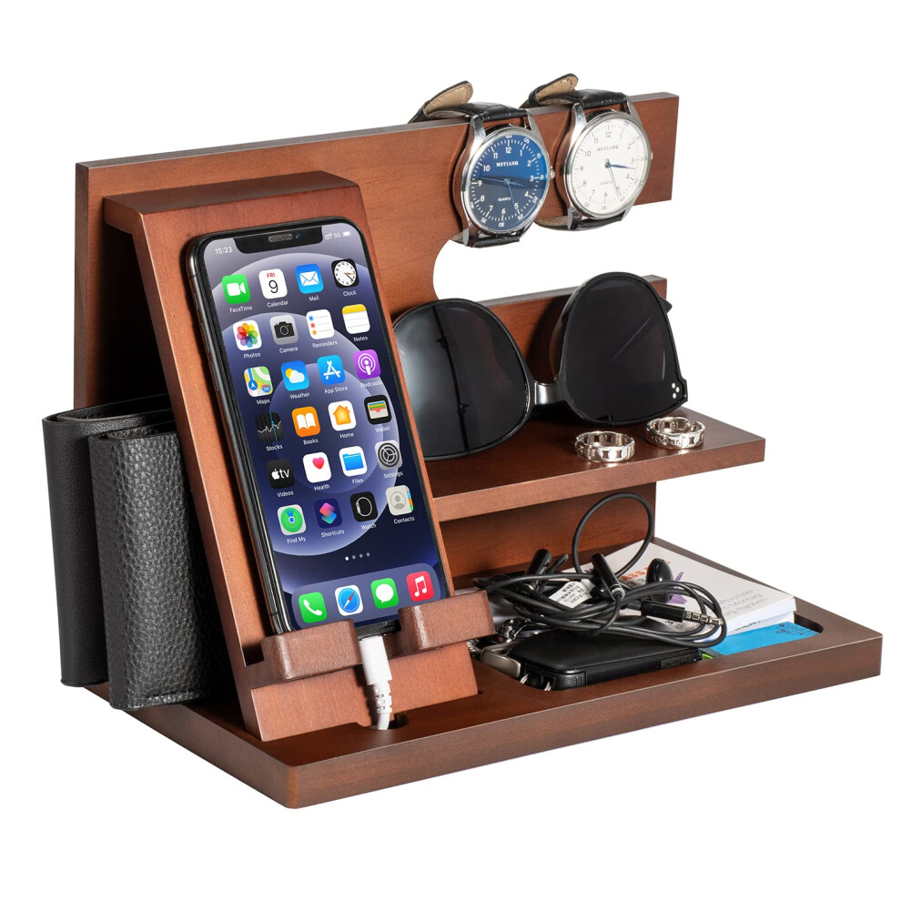 Christmas Birthday Gifts For Men Wood Phone Docking Station Bedside Table Organiser Gifts For Dad Mens Gifts For Husband Dad Gifts For Him Anniversary 5051221807348