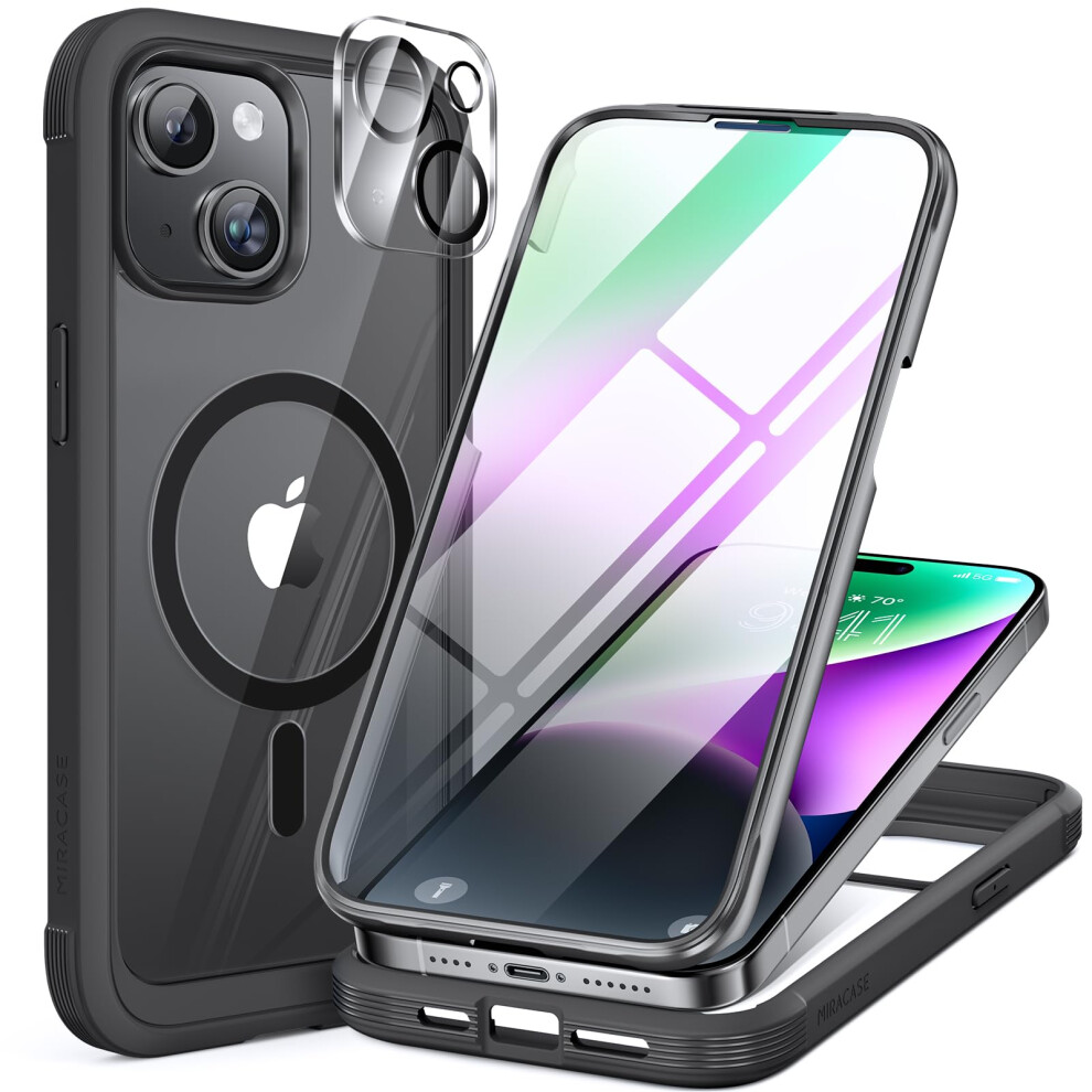 Miracase Magnetic Case For Iphone 15 Case 6.1-Inch, Full Body Bumper Clear Back Cover Compatible With Magsafe And Built-In 9H Tempered Glass Screen 5051222440087