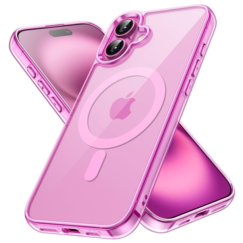 Jetech Magnetic Case For Iphone 16 6.1-Inch Compatible With Magsafe, Shockproof Phone Bumper Cover, Anti-Scratch Clear Back (Pink) Pink 5051221806983