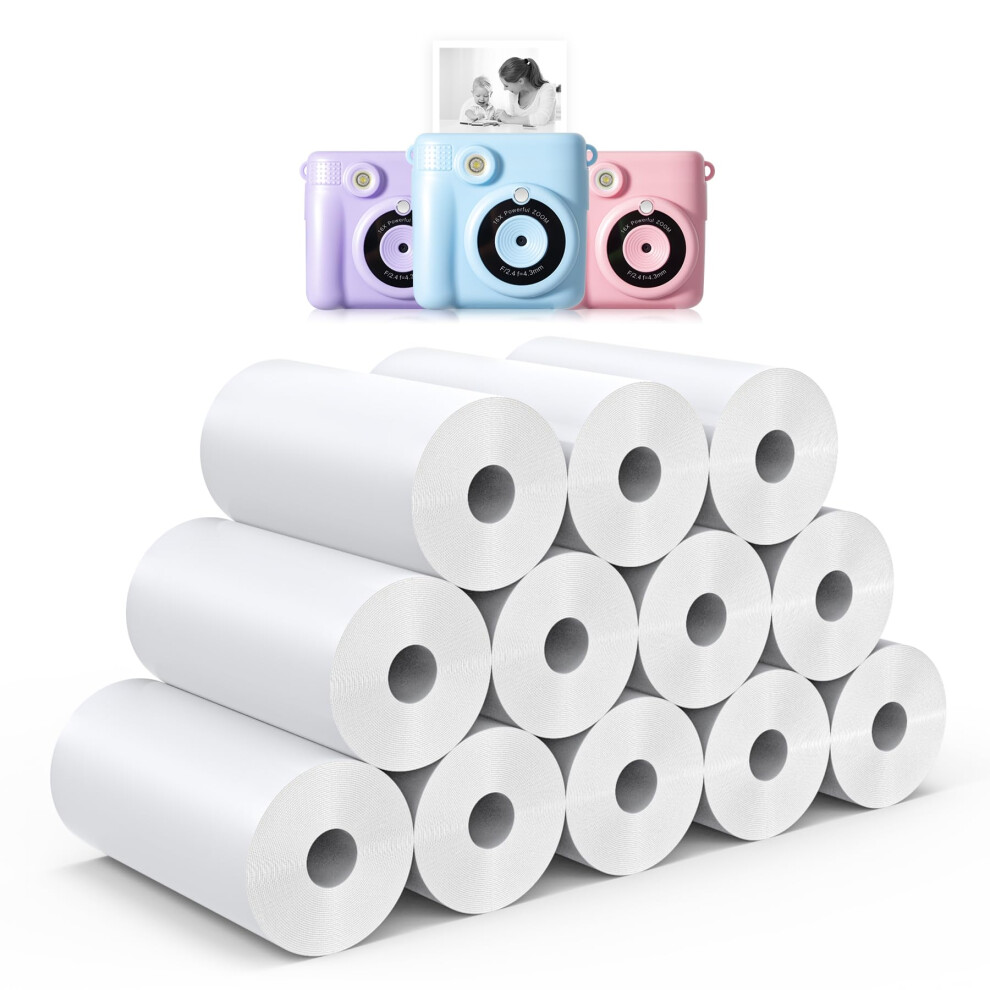 Hikkon 12 Rolls Kids Instant Print Camera Thermal Paper - Zero Ink Printing Paper Thermal Refill Paper Rolls For Most Kids Instant Digital 5051221806631